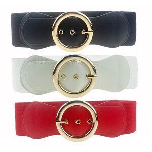 5446 3 Pack Women's Vintage Wide Elastic Stretch Waist Belt Waistband